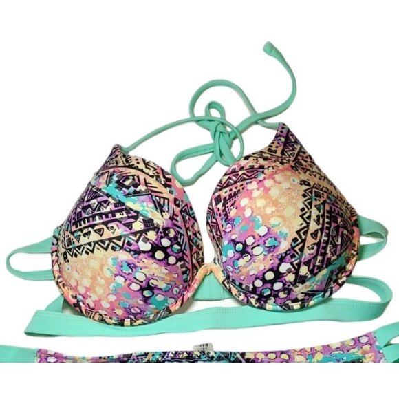 TiniBikini Womens XL Swimsuit Bikini set Beachy Coastal wire Push-up Bra strappy - Picture 3 of 15